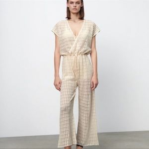 ZARA KNIT POINTELLE JUMPSUIT